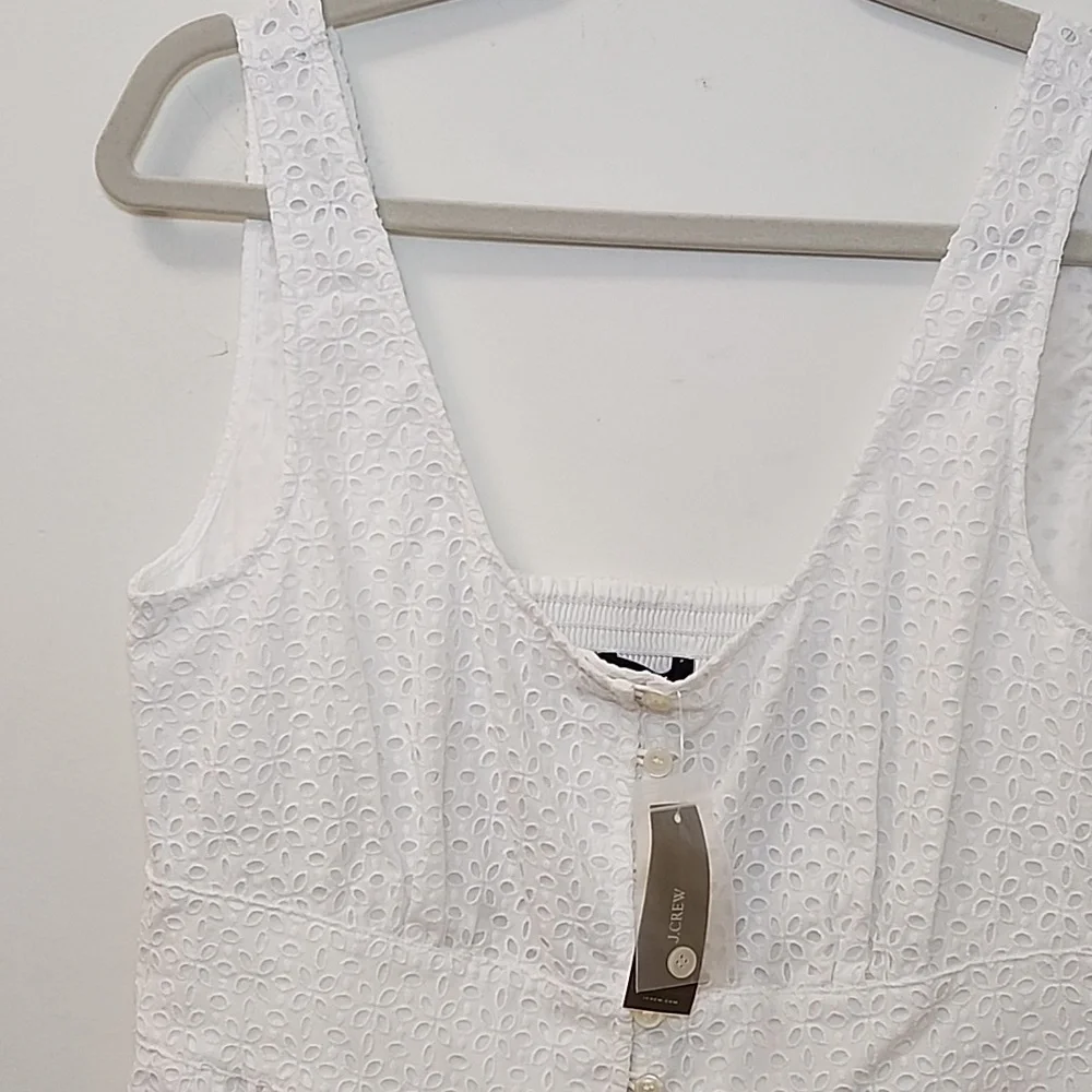 NWT J.Crew Eyelet Button-Front Sleeveless Midi Dress Size 8 - Picture 8 of 16